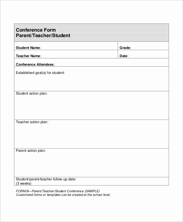 Parent Teacher Conference form Template Lovely Sample Parent Teacher Conference form 9 Examples In
