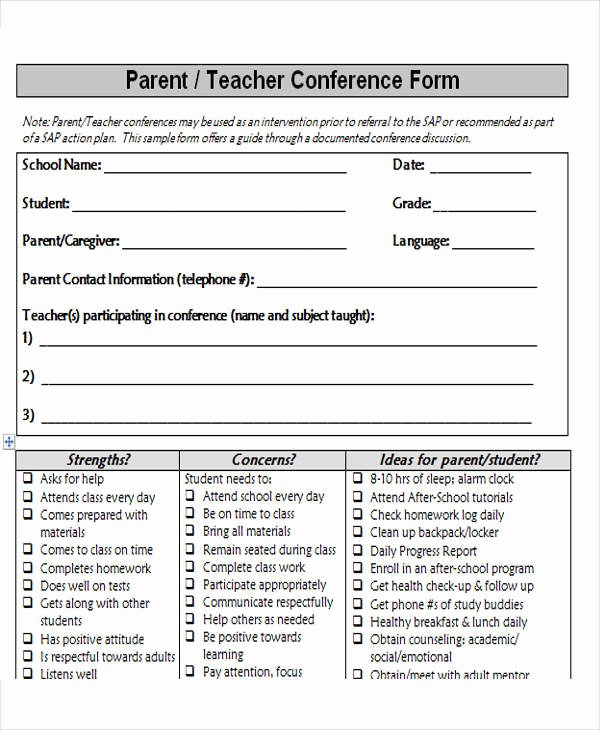 Parent Teacher Conference form Template Unique 16 Notice forms In Word
