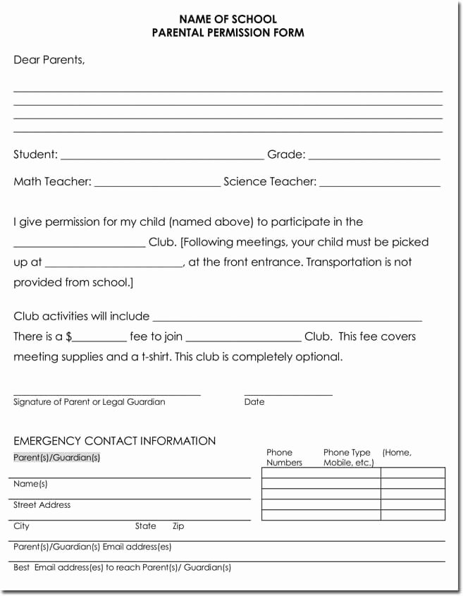 Parental Consent forms Template Awesome 25 Field Trip Permission Slip Templates for Schools and