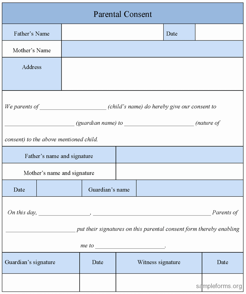 Parental Consent forms Template New Parental Consent form Sample forms