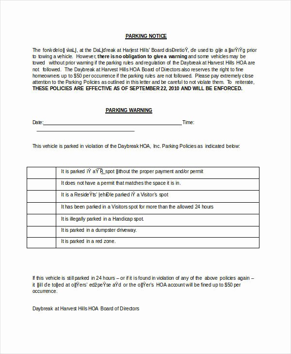 Parking Warning Notice Template Best Of Free 22 Notice Examples In Pdf Doc