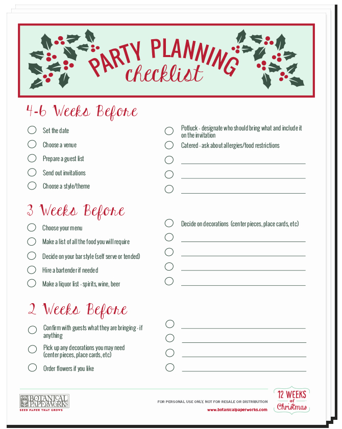 Party Planning Checklist Printable Best Of Free Printables Holiday Party Pack with Planning