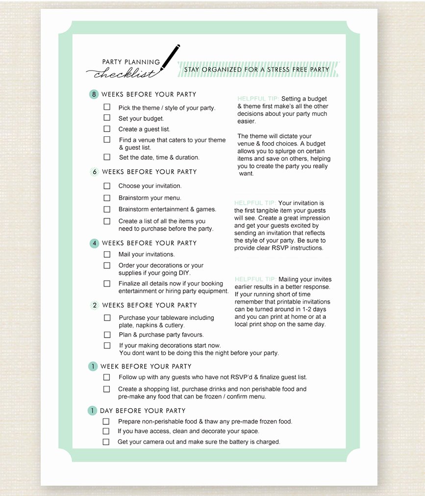 Party Planning Checklist Printable Best Of How to Stay organized for A Stress Free Party – Printable