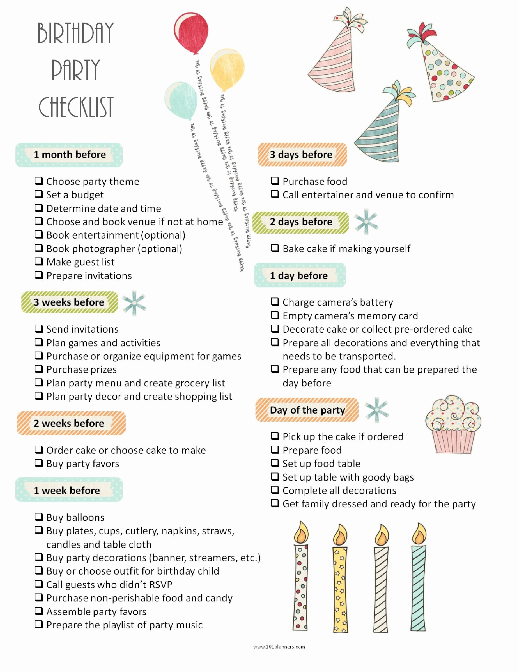 Party Planning Checklist Printable Inspirational 26 Life Easing Birthday Party Checklists