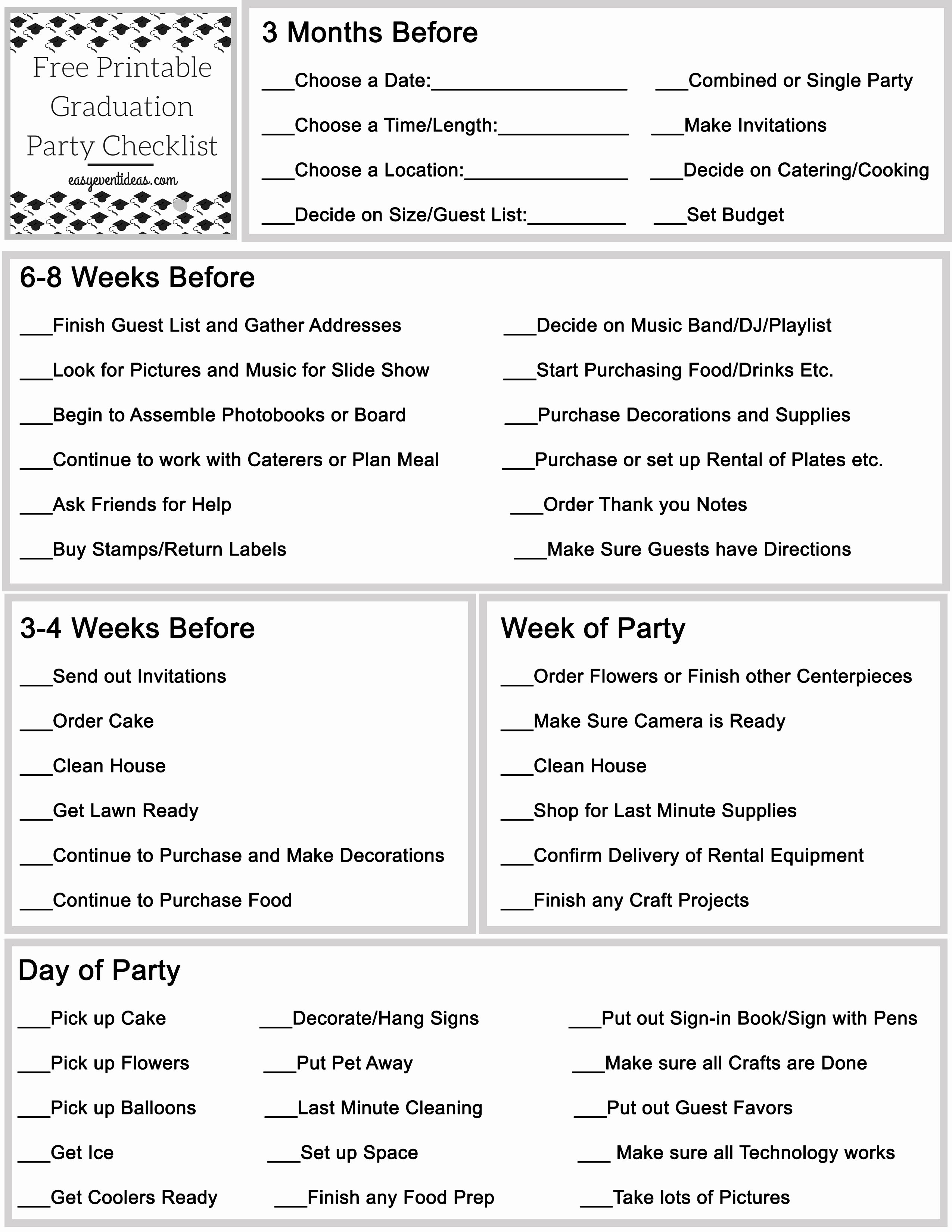 Party Planning Checklist Printable Unique Free Graduation Party Planning Guide – Easy event Ideas