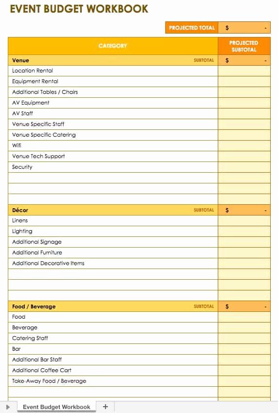 Party Planning Template Excel Best Of Free event Bud Templates Smartsheet