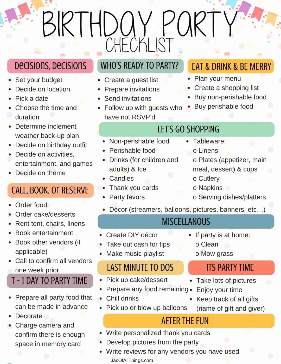 Party Planning Template Excel Lovely How to Plan A Birthday Party Checklist Free Printable