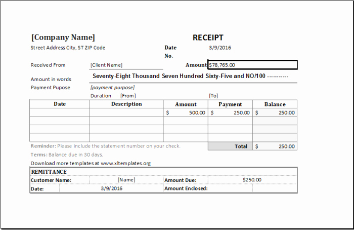 30 payment receipt format in word example document template