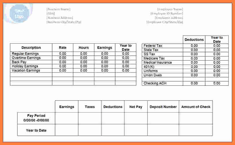 Pdf Pay Stub Template Free Awesome 9 Free Pay Stub Template