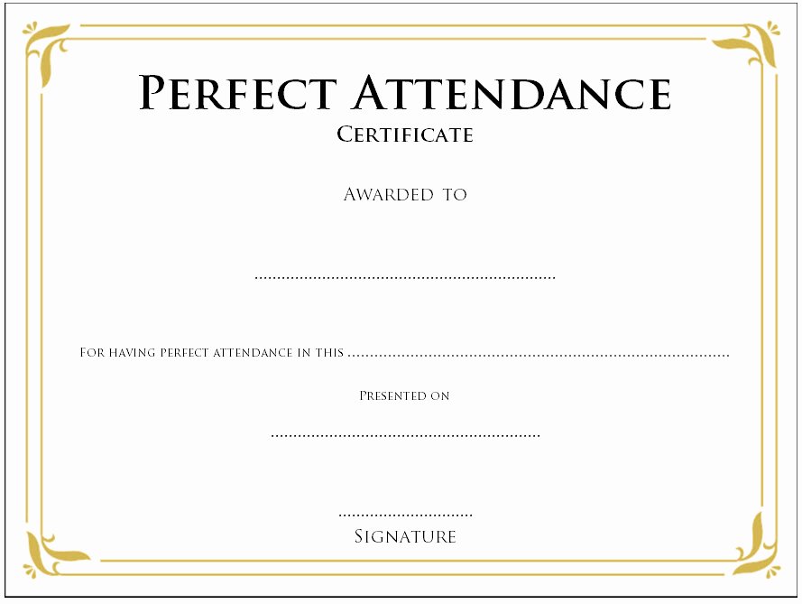 Perfect attendance Certificate Printable Awesome 8 Printable Perfect attendance Certificate Template Designs