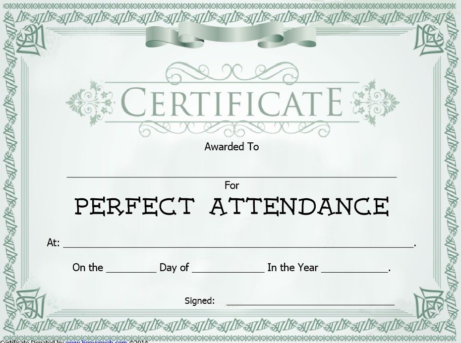 Perfect attendance Certificate Printable Inspirational 8 Free Sample attendance Certificate Templates Printable