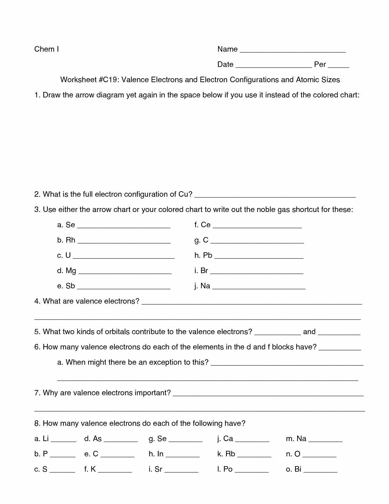 Periodic Table Practice Worksheet Unique Valence Electrons and Reactivity Worksheet Breadandhearth