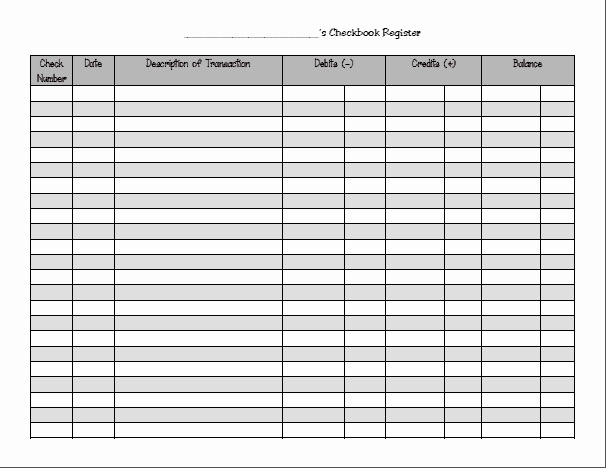 excel checkbook register template