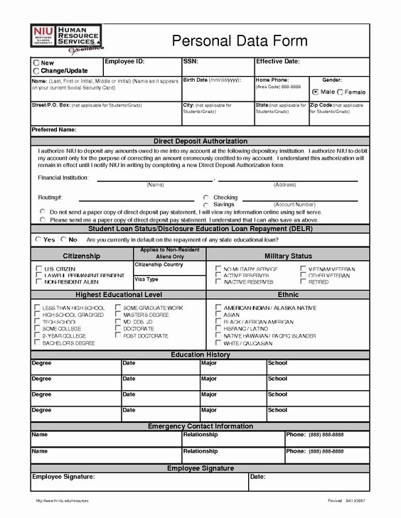 Personal Data Sheet format Lovely Personal Data Sheet form Contact form Personal Data