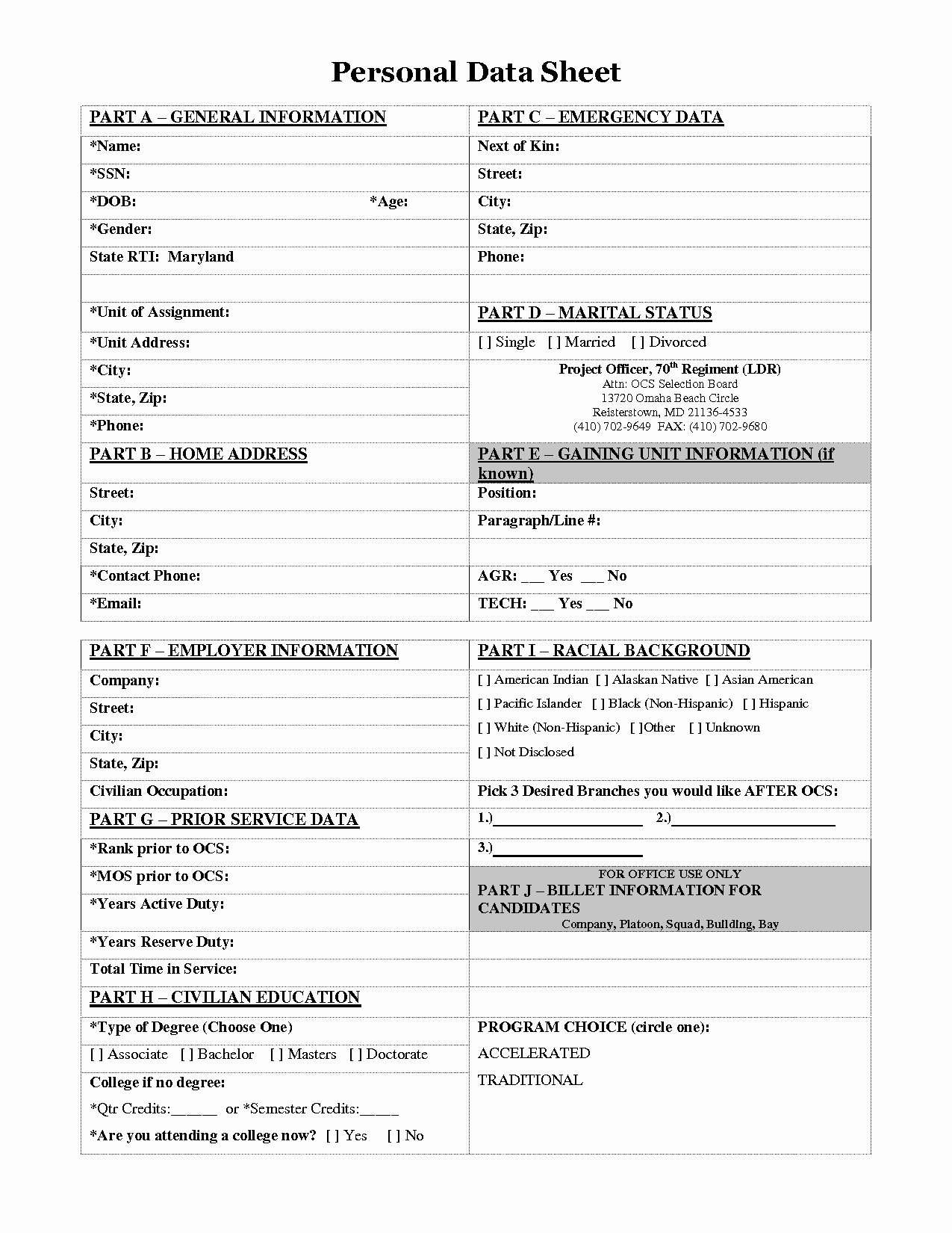 Personal Data Sheet forms Elegant Personal Information Sheet Free Printable Documents