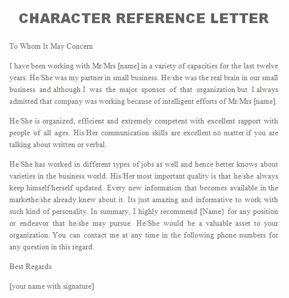 Personal Letters Of Recommendation Samples New 41 Free Awesome Personal Character Reference Letter