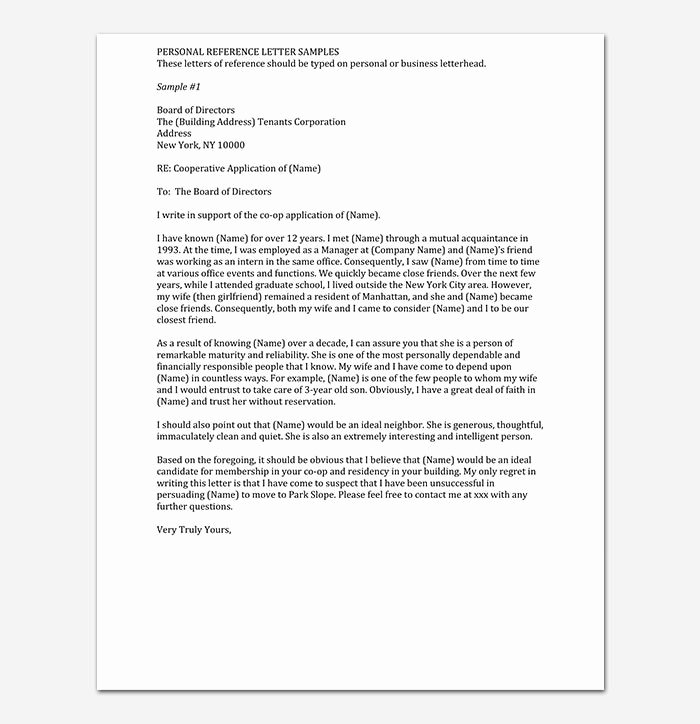 Personal Letters Of Reference Best Of Personal Reference Letter
