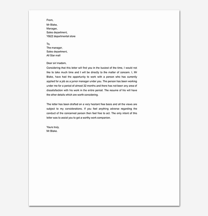 Personal Letters Of Reference Best Of Personal Reference Letter