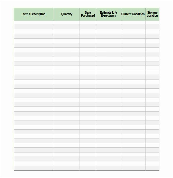 Personal Property Inventory Sheet Elegant Household Inventory List Template Vatansun