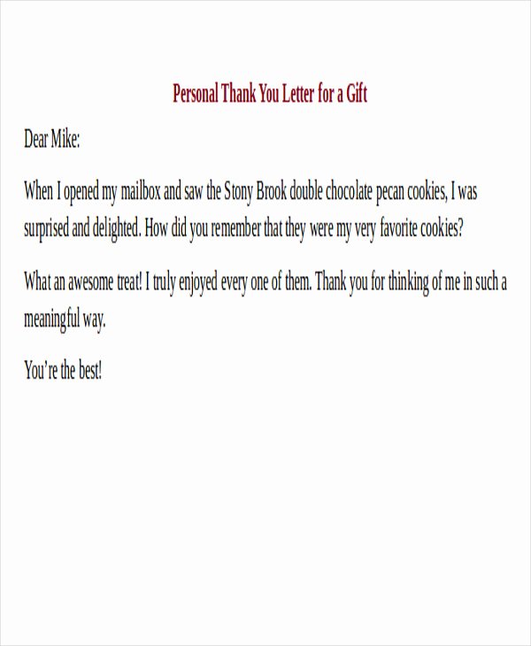 Personal Thank You Note Sample Best Of 25 Sample Thank You Letter formats