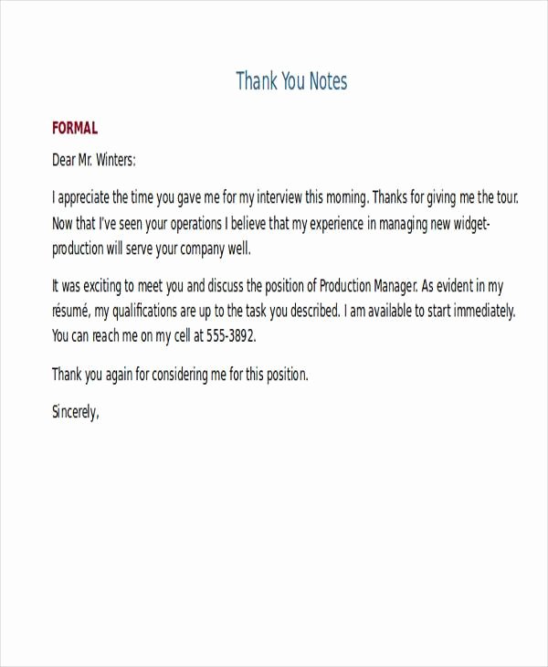 Personal Thank You Note Sample Elegant Sample formal Letter format 34 Examples In Pdf Word