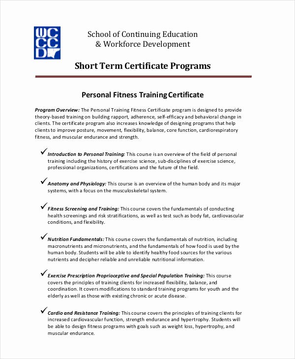 Personal Training Gift Certificate Template Inspirational Fitness Training Certificates 5 Free Word Pdf Documents