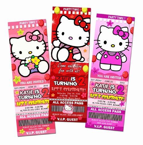 Personalized Hello Kitty Birthday Invitations Fresh Hello Kitty Birthday Party Invitation Ticket Custom Card
