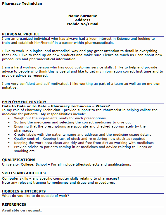 Pharmacy Curriculum Vitae Examples Awesome Pharmacy Technician Cv Example Icover