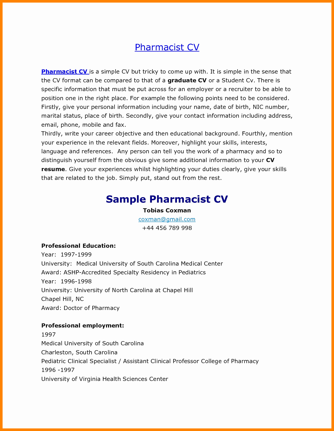 Pharmacy Curriculum Vitae Examples New 6 Cv Samples for Pharmacists