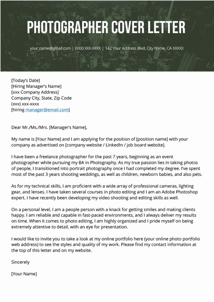 Photography Cover Letter Sample Beautiful Here the Grapher Cover Letter Example &amp; Writing Tips