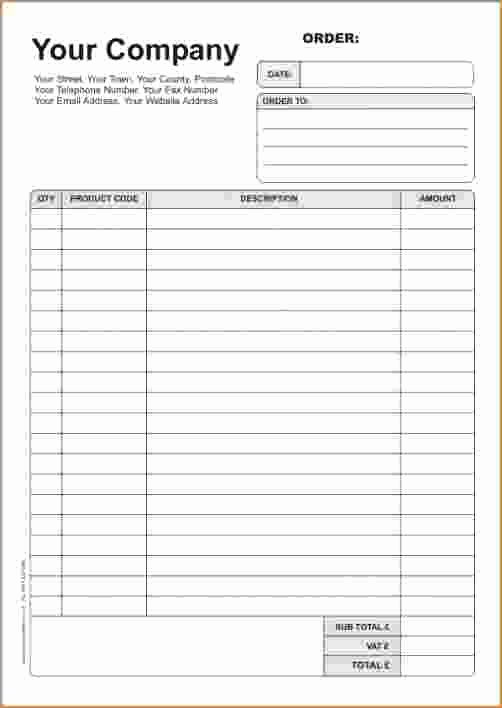 order sheet template