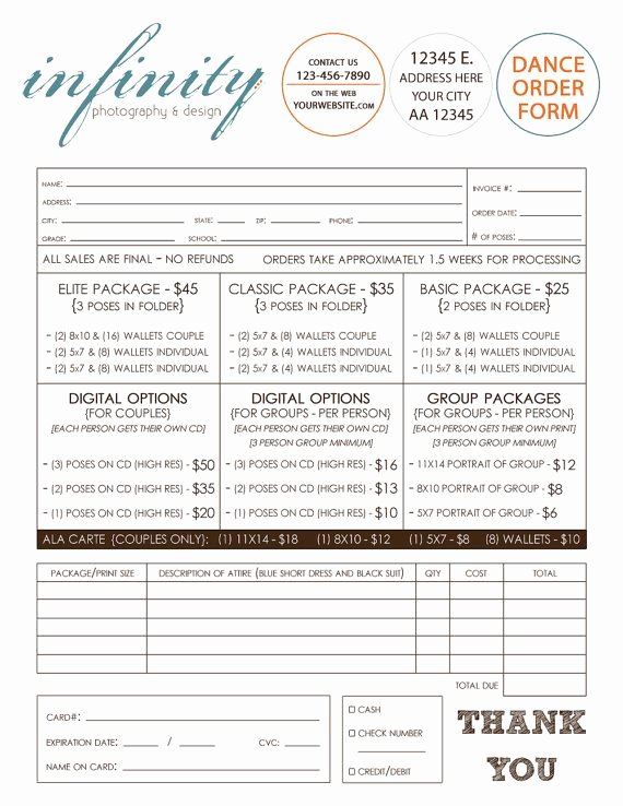 Photography order form Template Word Beautiful School Dance Dance Team Graphy order form Template