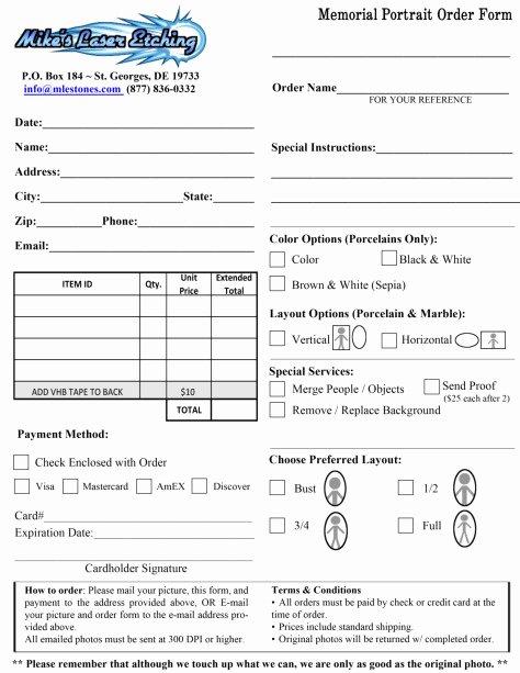 Photography order form Template Word Elegant wholesale Memorial Portraits by Mle