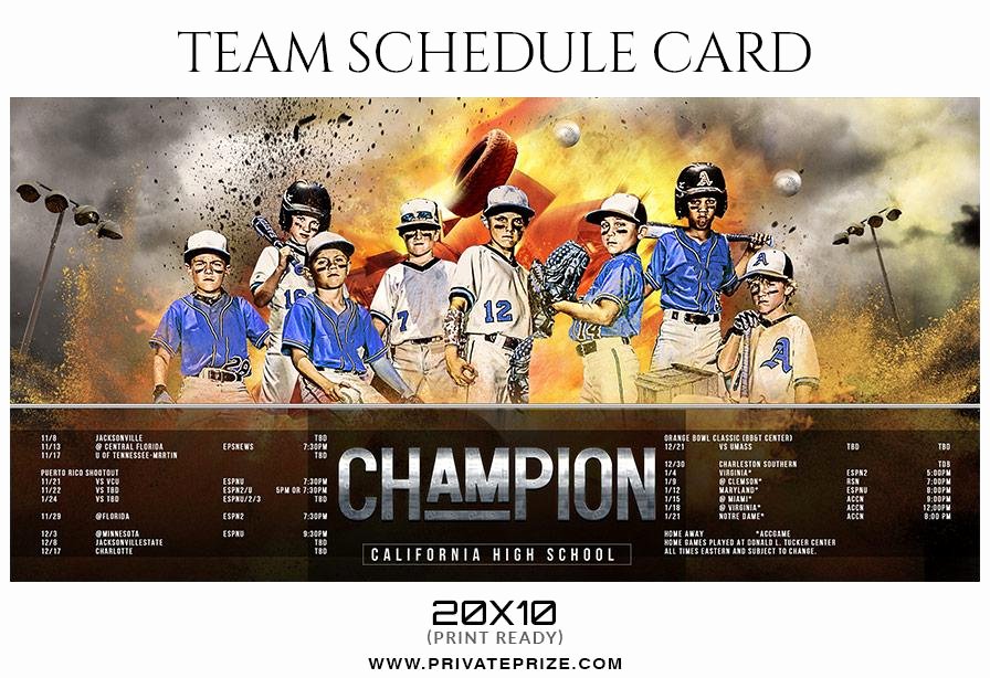 Photoshop Baseball Card Templates Awesome Baseball Team Sports Schedule Card Shop Templates