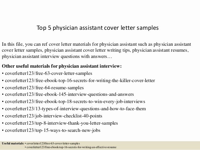 Physician assistant Recommendation Letter Luxury top 5 Physician assistant Cover Letter Samples