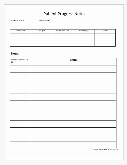 Physician Progress Note Template Unique Patient Progress Notes Templates for Ms Word