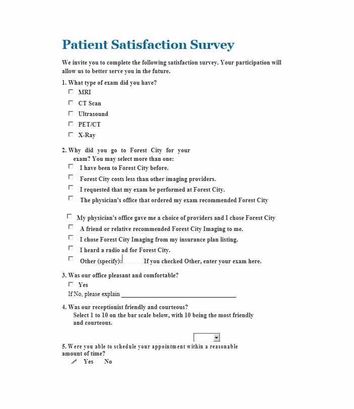 Physician Satisfaction Survey Questions Beautiful 54 Effective Patient Satisfaction Survey Templates Questions