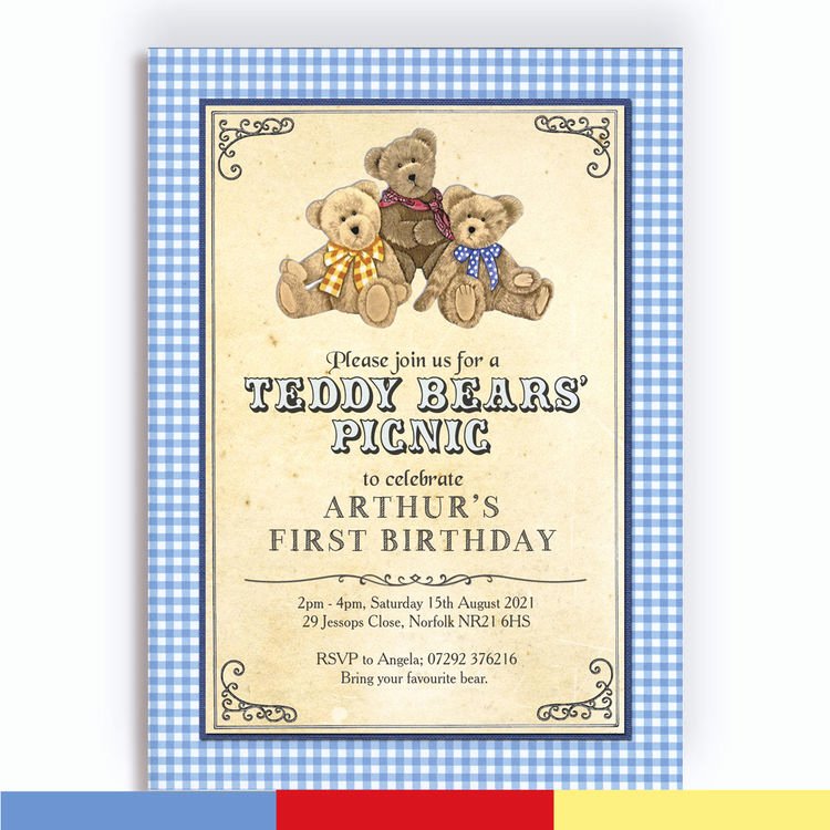 Picnic Birthday Party Invitations Beautiful Teddy Bears Picnic Kids Party Invitation