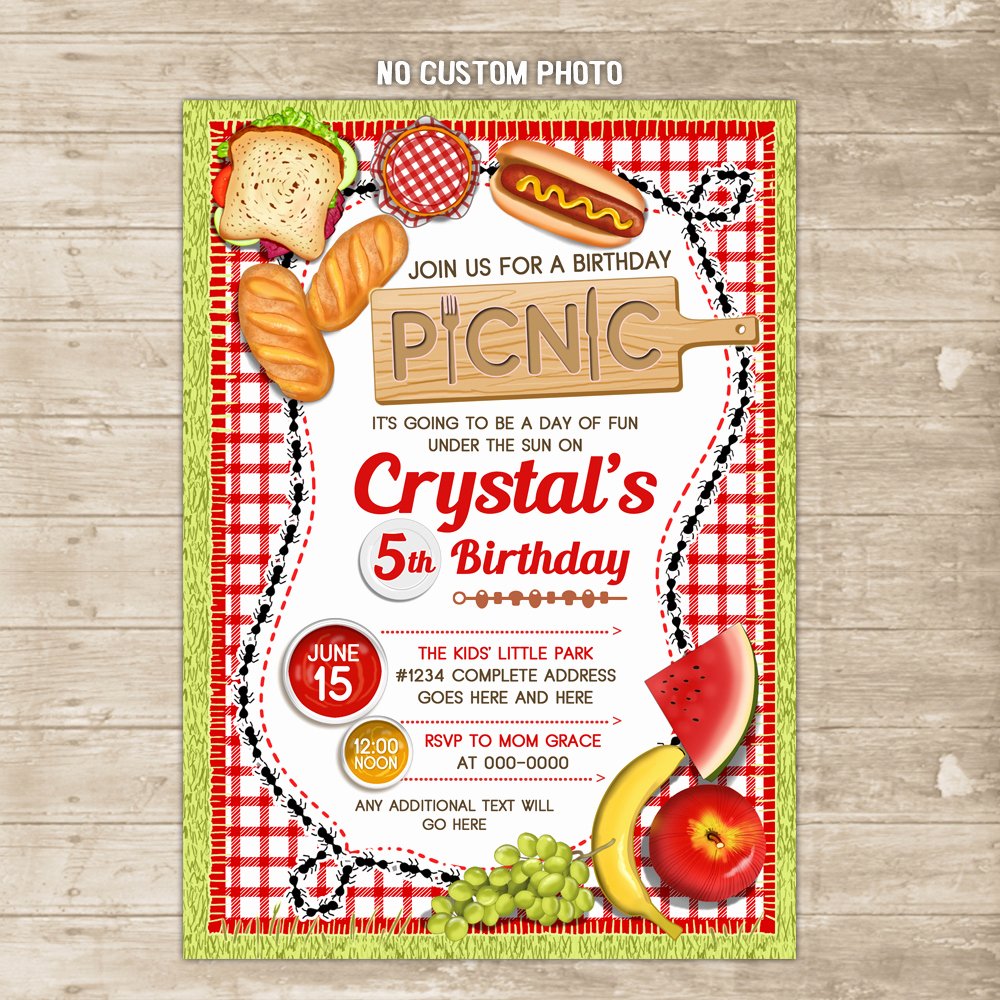 Picnic Birthday Party Invitations Lovely Picnic Invitation Outdoor Family Cookout Invite Park