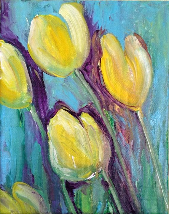 Picture Of Flowers to Paint Unique original Acrylic Painting On Gallery Canvas Abstract Of