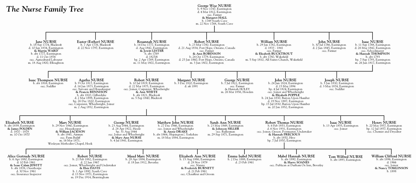 Pictures Of Family Trees Examples Awesome Howdenshire History Example Nurse Family Tree
