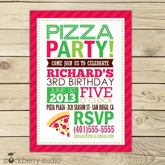 Pizza Party Invites Free Printable Luxury Pizza Party Birthday Invitation Printable by Stockberrystudio