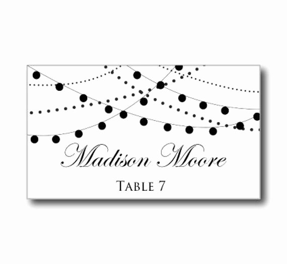 Place Card Templates for Word Awesome Printable Wedding Place Card Template String Lights by