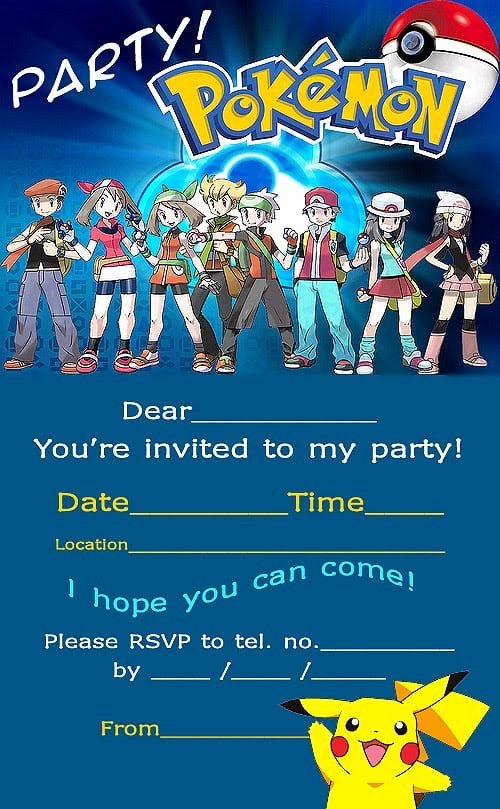 Pokemon Card Birthday Invitation Inspirational Pokemon Invitation Printable Free
