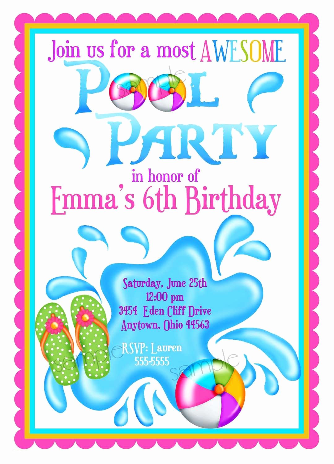 Pool Party Invite Template Free Elegant Inspirational Pool Birthday Party Invitations Templates