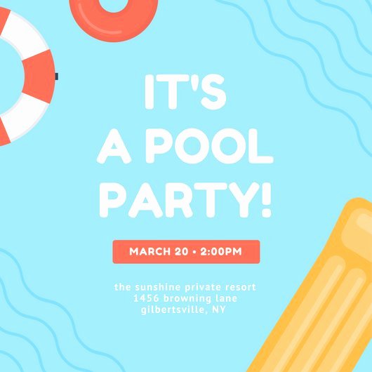 Pool Party Invite Template Free Lovely Skyblue Lifebuoy Waves Pool Party Invitation Templates