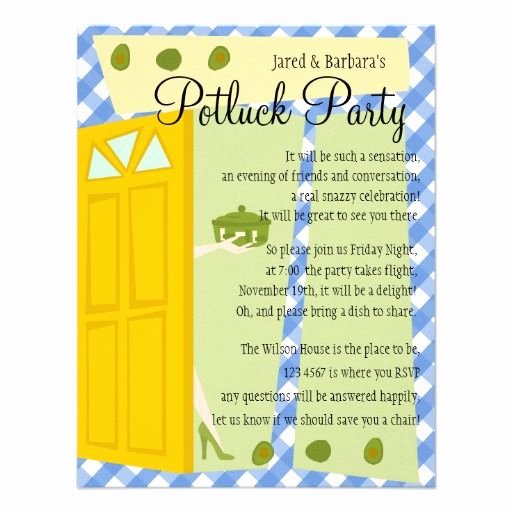 Potluck Party Invitation Wording Lovely Potluck Party Invitation Zazzle