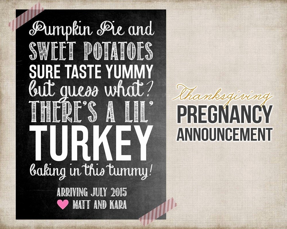 Pregnancy Announcement Cards Free Template Awesome Thanksgiving Pregnancy Announcement Printable Card Sign