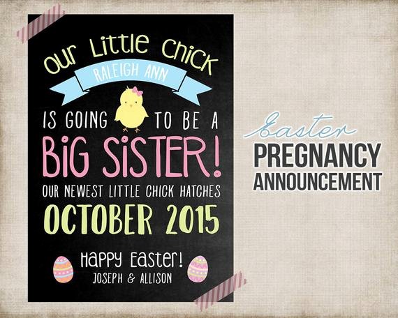 Pregnancy Announcement Cards Free Template New Easter Big Sister Pregnancy Announcement Printable Card Sign