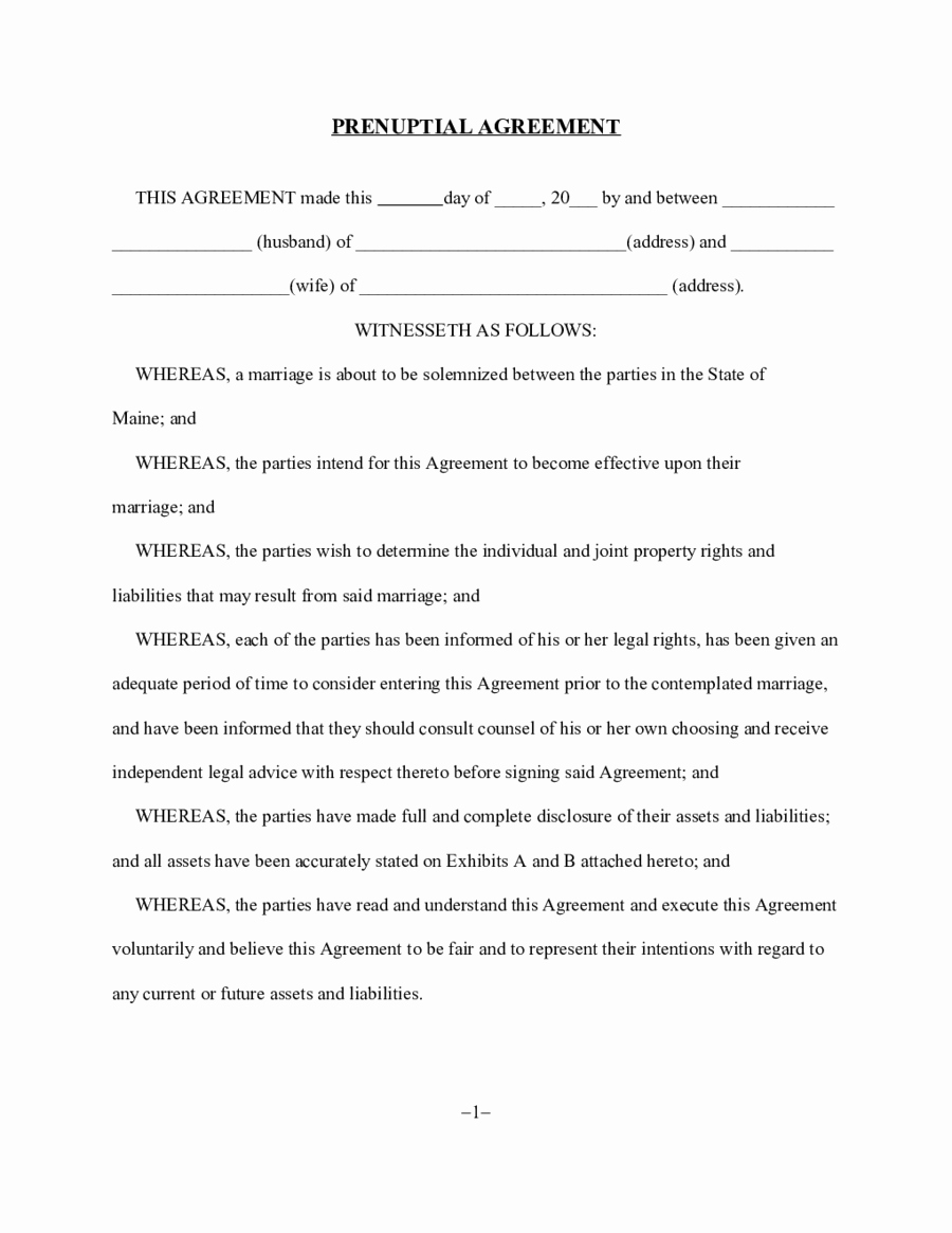 Prenuptial Agreement Massachusetts Sample Beautiful Free Printable Prenuptial Agreement form Edit Fill